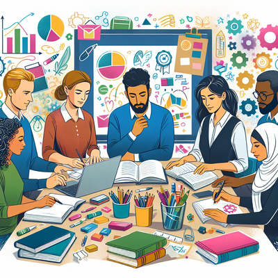 Illustration: Eine Gruppe von Real- und Gemeinschaftsschülern nimmt an der Hospitationswoche an der Erich-Bracher-Schule teil.